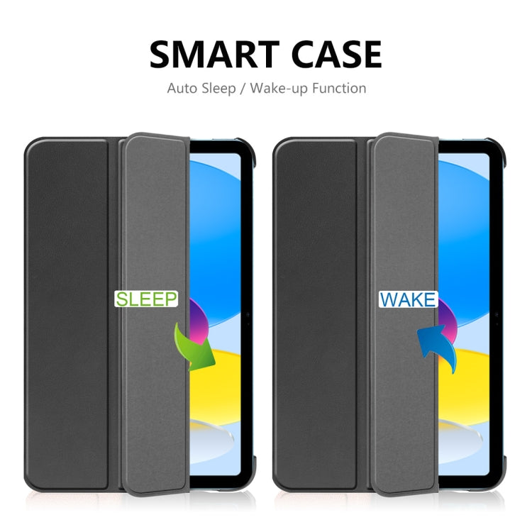 For iPad 2025 / 2022 ENKAY Tri-fold Custer Texture Leather Stand Smart Case(Light Blue) - HoMEdemic™ 