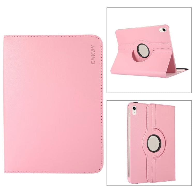 For iPad 2025 / 2022 ENKAY Hat-Prince 360 Degree Rotation Litchi Leather Smart Tablet Case(Pink) - HoMEdemic™ 