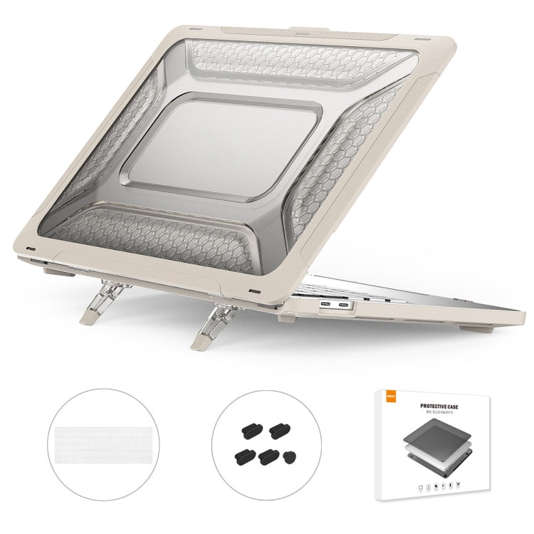 For MacBook Pro 13.3 A1706/A1989/A2159 ENKAY Hat-Prince 3 in 1 Protective Bracket  Case Cover Hard Shell with TPU Keyboard Film / Anti-dust Plugs, Version:US(Khaki) - HoMEdemic™ 