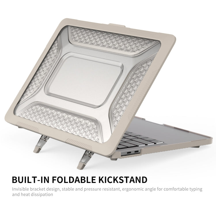 For MacBook Pro 13.3 A1706/A1989/A2159 ENKAY Hat-Prince 3 in 1 Protective Bracket  Case Cover Hard Shell with TPU Keyboard Film / Anti-dust Plugs, Version:US(Khaki) - HoMEdemic™ 