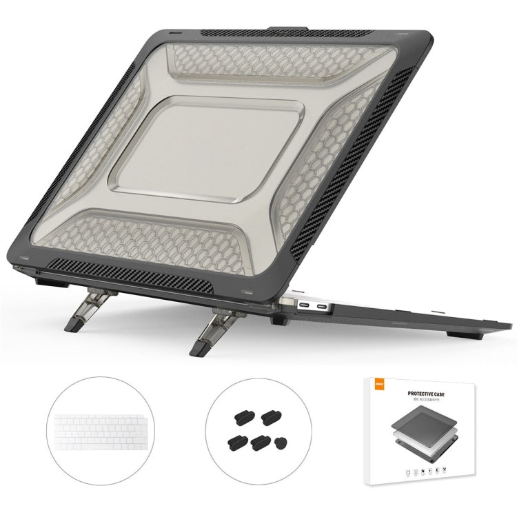 For MacBook Air 13.3 2018 A1932 ENKAY Hat-Prince 3 in 1 Protective Bracket  Case Cover Hard Shell with TPU Keyboard Film / Anti-dust Plugs, Version:US(Black) - HoMEdemic™ 