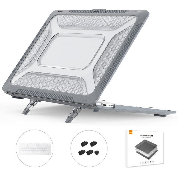 For MacBook Air 13.3 2018 A1932 ENKAY Hat-Prince 3 in 1 Protective Bracket  Case Cover Hard Shell with TPU Keyboard Film / Anti-dust Plugs, Version:US(Grey) - HoMEdemic™ 