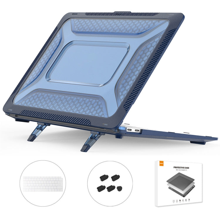 For MacBook Air 13.3 2018 A1932 ENKAY Hat-Prince 3 in 1 Protective Bracket  Case Cover Hard Shell with TPU Keyboard Film / Anti-dust Plugs, Version:US(Blue) - HoMEdemic™ 