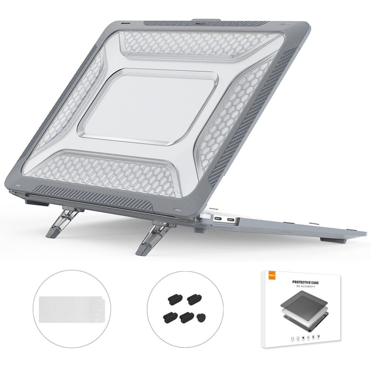 For MacBook Air 13.3 2018 A1932 ENKAY Hat-Prince 3 in 1 Protective Bracket  Case Cover Hard Shell with TPU Keyboard Film / Anti-dust Plugs, Version:EU(Grey) - HoMEdemic™ 