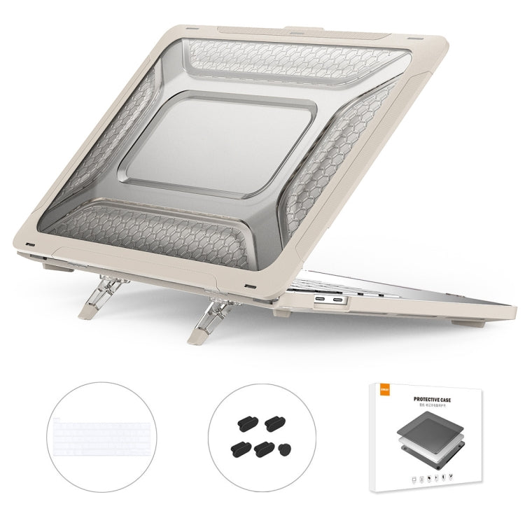 For MacBook Pro 13.3 A2251/A2289/A2338 ENKAY Hat-Prince 3 in 1 Protective Bracket  Case Cover Hard Shell with TPU Keyboard Film / Anti-dust Plugs, Version:US(Khaki) - HoMEdemic™ 
