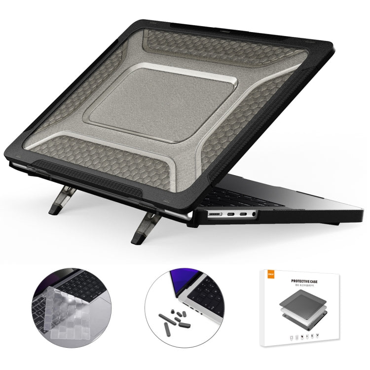 For MacBook Pro 14.2 A2442/A2779 2023 ENKAY Hat-Prince 3 in 1 Protective Bracket  Case Cover Hard Shell with TPU Keyboard Film / Anti-dust Plugs, Version:EU(Black) - HoMEdemic™ 