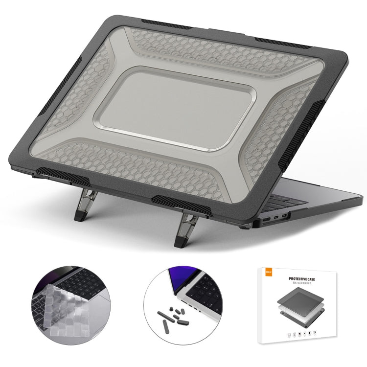 For MacBook Air 13.6 2022/2024 A2681 (M2) / A3113 (M3) ENKAY Hat-Prince 3 in 1 Protective Bracket  Case Cover Hard Shell with TPU Keyboard Film / Anti-dust Plugs, Version:US(Black) - HoMEdemic™ 