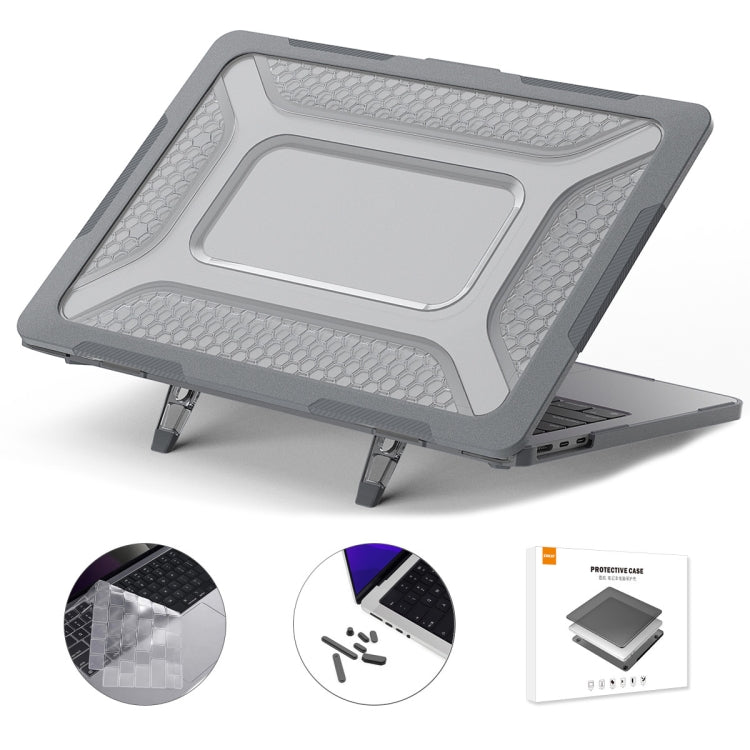 For MacBook Air 13.6 2022/2024 A2681 (M2) / A3113 (M3) ENKAY Hat-Prince 3 in 1 Protective Bracket  Case Cover Hard Shell with TPU Keyboard Film / Anti-dust Plugs, Version:US(Grey) - HoMEdemic™ 