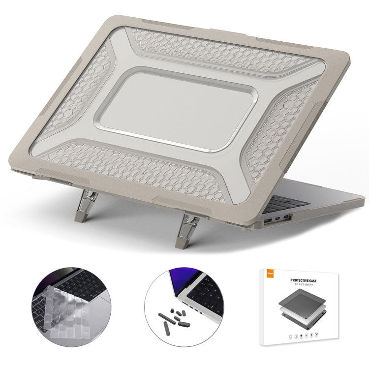 For MacBook Air 13.6 2022/2024 A2681 (M2) / A3113 (M3) ENKAY Hat-Prince 3 in 1 Protective Bracket  Case Cover Hard Shell with TPU Keyboard Film / Anti-dust Plugs, Version:US(Khaki) - HoMEdemic™ 