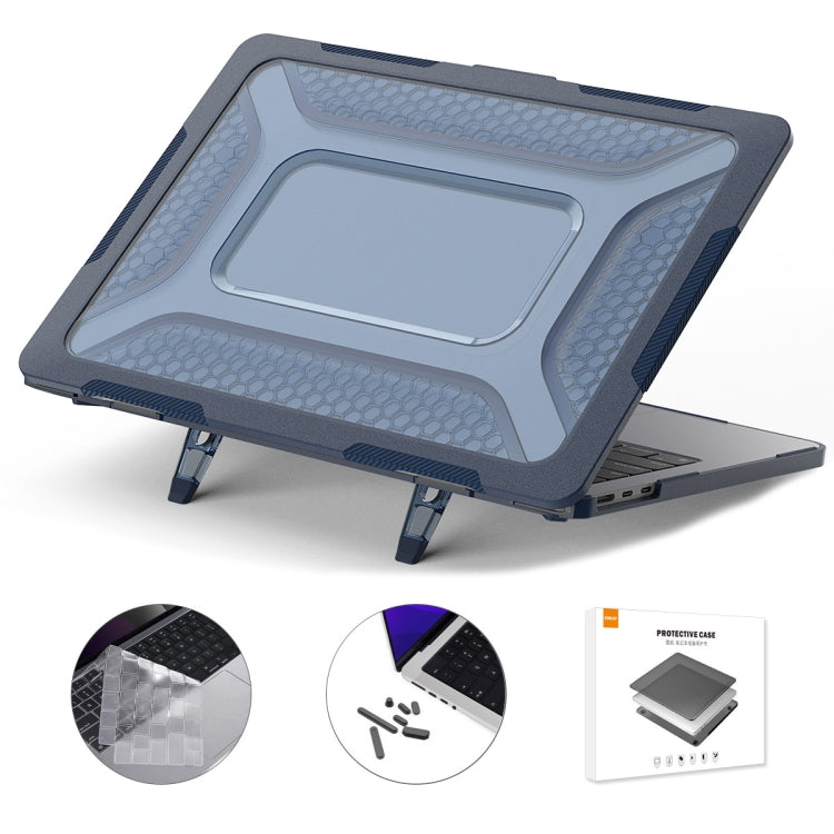 For MacBook Air 13.6 2022/2024 A2681 (M2) / A3113 (M3) ENKAY Hat-Prince 3 in 1 Protective Bracket  Case Cover Hard Shell with TPU Keyboard Film / Anti-dust Plugs, Version:US(Blue) - HoMEdemic™ 