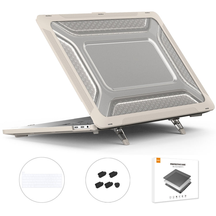 For MacBook Pro 16 A2141 ENKAY Hat-Prince 3 in 1 Protective Bracket  Case Cover Hard Shell with TPU Keyboard Film / Anti-dust Plugs, Version:US(Khaki) - HoMEdemic™ 