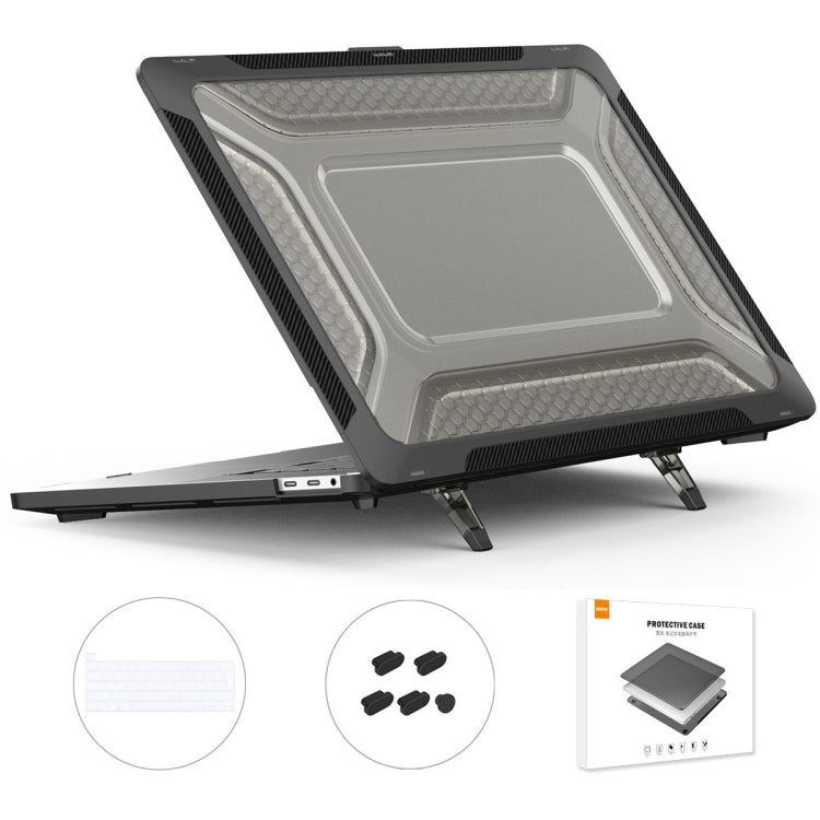 For MacBook Pro 16 A2141 ENKAY Hat-Prince 3 in 1 Protective Bracket  Case Cover Hard Shell with TPU Keyboard Film / Anti-dust Plugs, Version:EU(Black) - HoMEdemic™ 