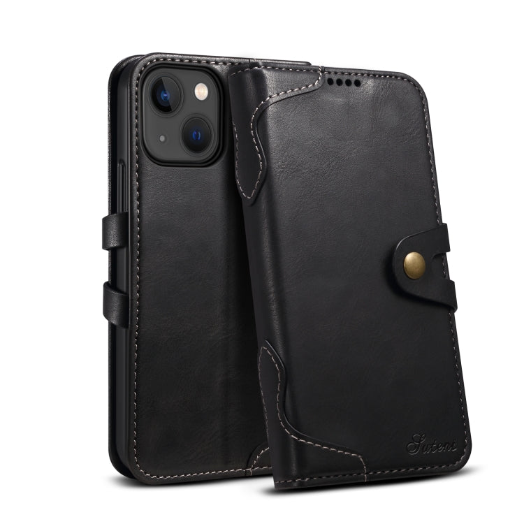 Suteni Calf Texture Buckle Wallet Leather Phone Case For iPhone 14(Black) - HoMEdemic™ 