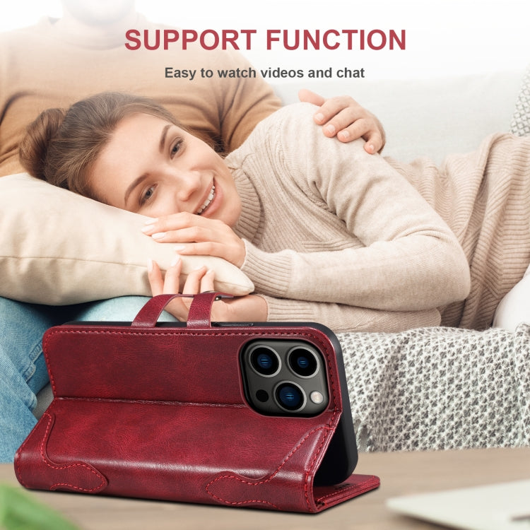 Suteni Calf Texture Buckle Wallet Leather Phone Case For iPhone 14(Red) - HoMEdemic™ 
