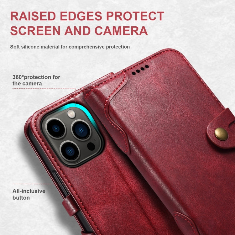 Suteni Calf Texture Buckle Wallet Leather Phone Case For iPhone 14(Red) - HoMEdemic™ 