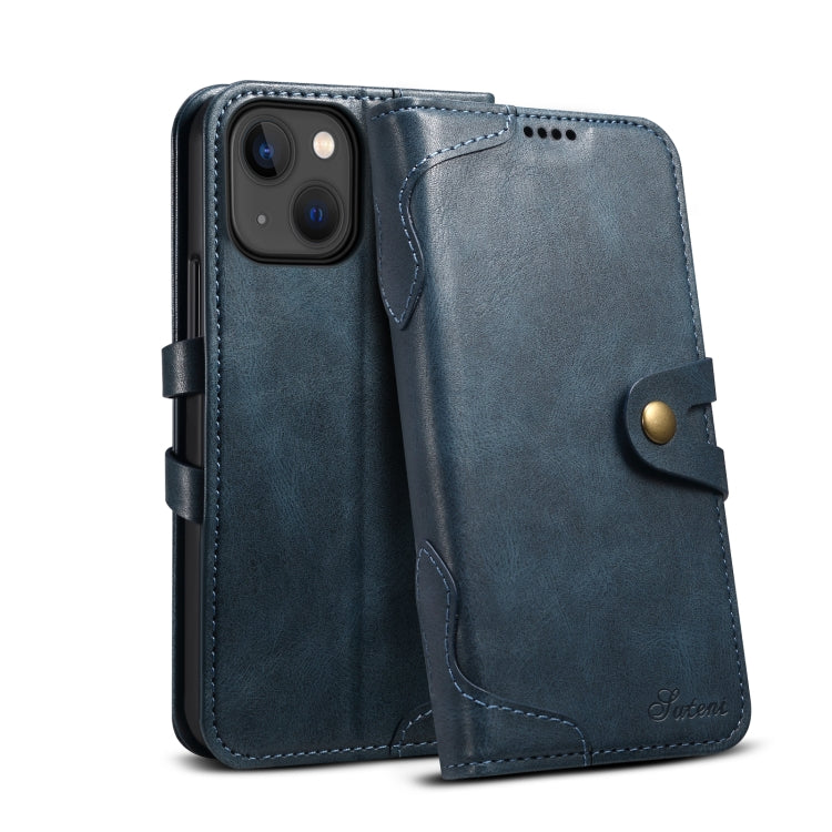 Suteni Calf Texture Buckle Wallet Leather Phone Case For iPhone 14(Blue) - HoMEdemic™ 