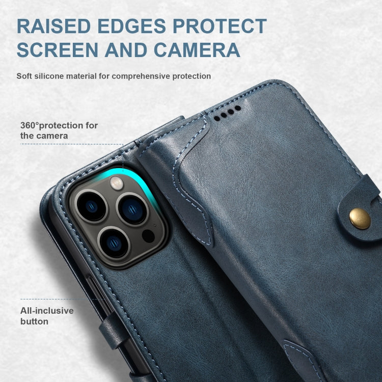Suteni Calf Texture Buckle Wallet Leather Phone Case For iPhone 14(Blue) - HoMEdemic™ 
