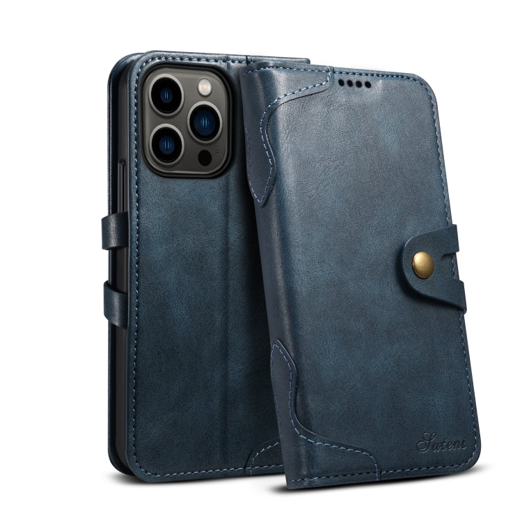 Suteni Calf Texture Buckle Wallet Leather Phone Case For iPhone 14 Pro Max(Blue) - HoMEdemic™ 