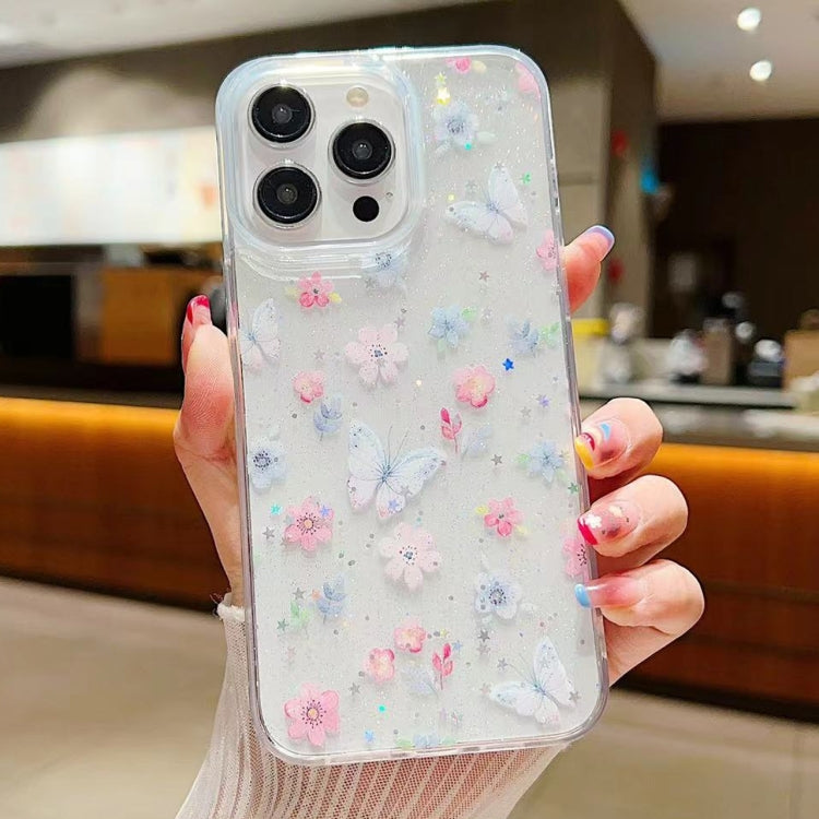 For iPhone 15 Pro Fresh Small Floral Epoxy TPU Phone Case(D06 Love of Butterfly) - HoMEdemic™ 