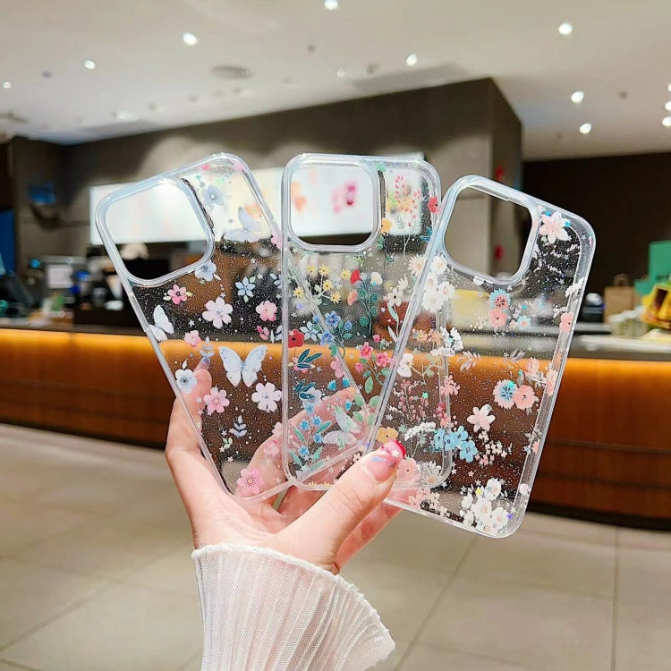 For iPhone 15 Pro Fresh Small Floral Epoxy TPU Phone Case(D06 Love of Butterfly) - HoMEdemic™ 