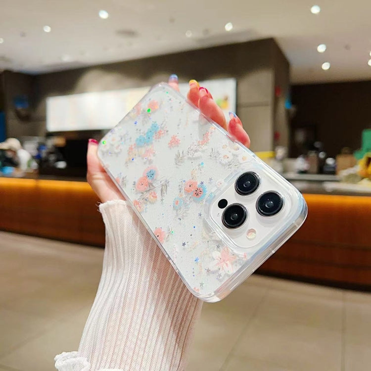 For iPhone 15 Pro Fresh Small Floral Epoxy TPU Phone Case(D05 Blue Floral) - HoMEdemic™ 