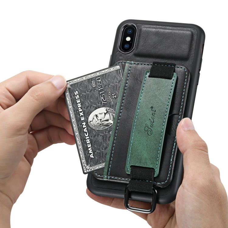 Suteni H13 Card Wallet Wrist Strap Holder PU Phone Case For iPhone X / XS(Black) - HoMEdemic™ 