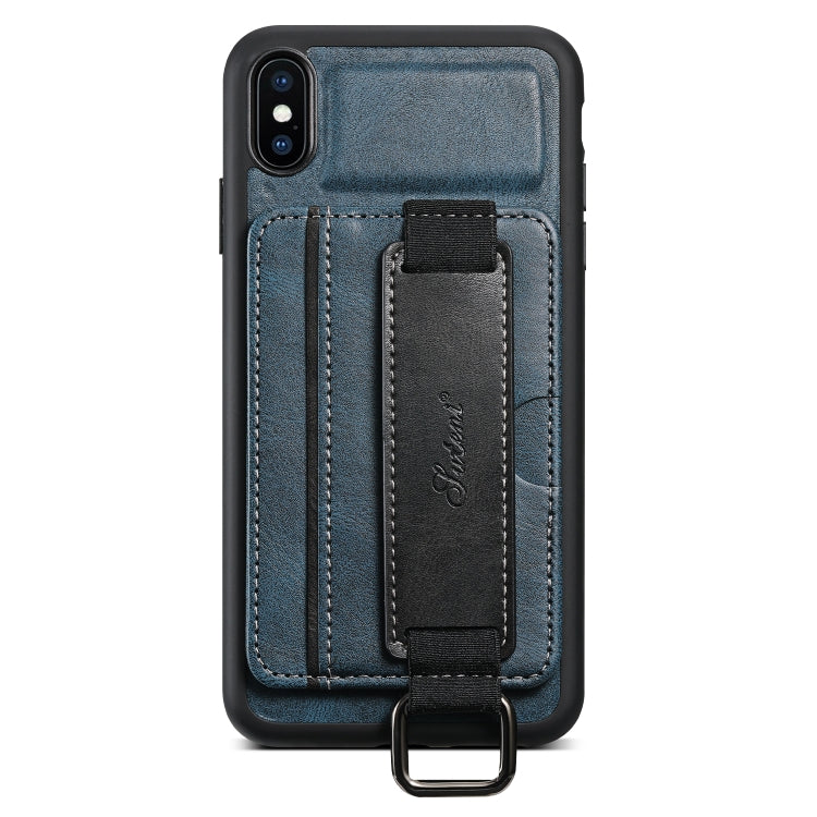 Suteni H13 Card Wallet Wrist Strap Holder PU Phone Case For iPhone X / XS(Blue) - HoMEdemic™ 
