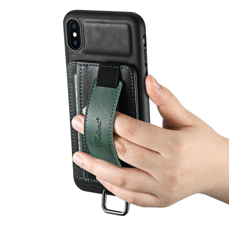 Suteni H13 Card Wallet Wrist Strap Holder PU Phone Case For iPhone XR(Black) - HoMEdemic™ 