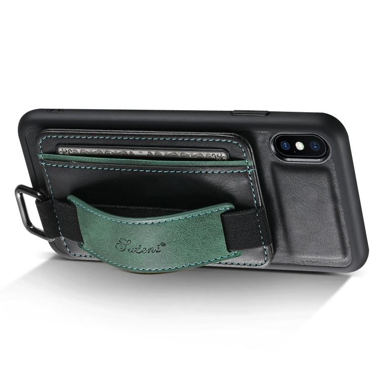 Suteni H13 Card Wallet Wrist Strap Holder PU Phone Case For iPhone XS Max(Black) - HoMEdemic™ 
