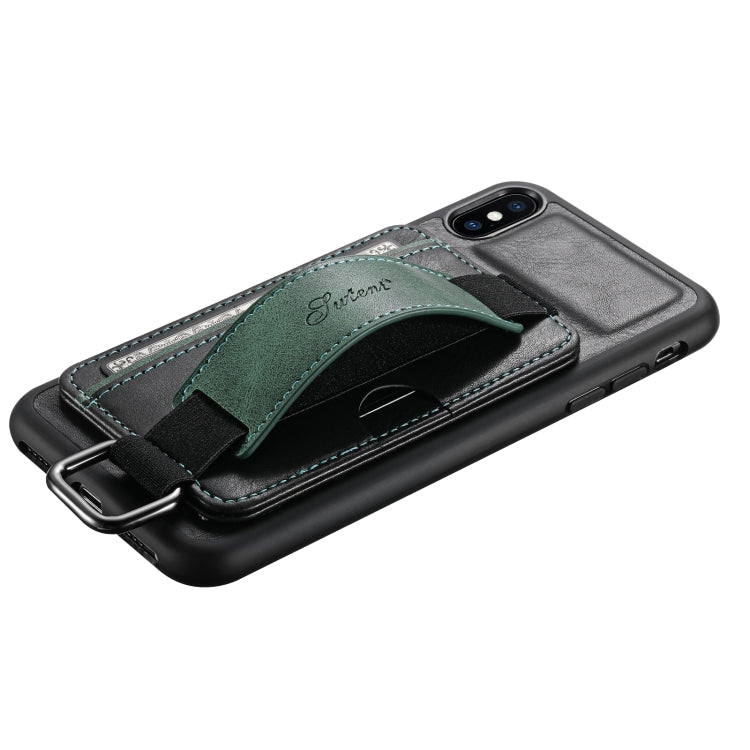 Suteni H13 Card Wallet Wrist Strap Holder PU Phone Case For iPhone XS Max(Black) - HoMEdemic™ 