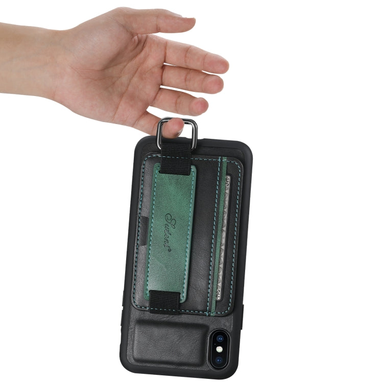 Suteni H13 Card Wallet Wrist Strap Holder PU Phone Case For iPhone XS Max(Black) - HoMEdemic™ 