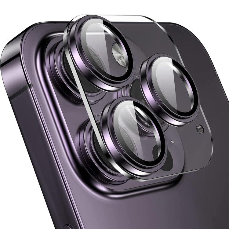 For iPhone 14 Pro / 14 Pro Max ENKAY Hat-Prince 9H Rear Camera Lens Tempered Glass Aluminium Alloy Film(Purple) - HoMEdemic™ 