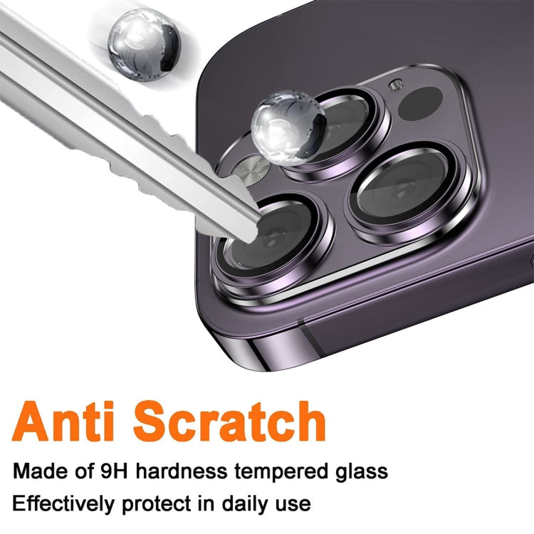 For iPhone 14 Pro / 14 Pro Max ENKAY Hat-Prince 9H Rear Camera Lens Tempered Glass Aluminium Alloy Film(Purple) - HoMEdemic™ 