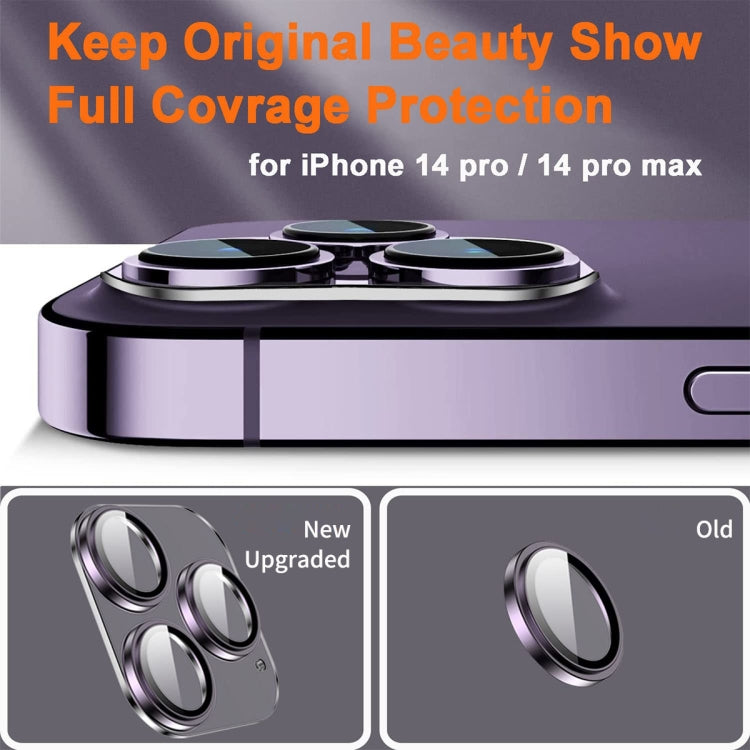 For iPhone 14 Pro / 14 Pro Max ENKAY Hat-Prince 9H Rear Camera Lens Tempered Glass Aluminium Alloy Film(Purple) - HoMEdemic™ 