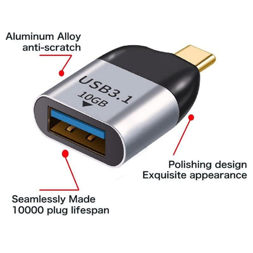 USB 3.0 Type A Female to USB 3.1 Type C Male Host OTG Data 10Gbps Adapter for Laptop & Phone - HoMEdemic™ 