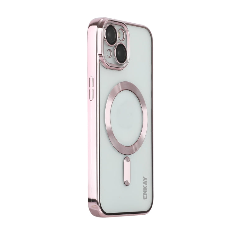 For iPhone 14 ENKAY Electroplated MagSafe Shockproof TPU Phone Case with Lens Film(Pink) - HoMEdemic™ 