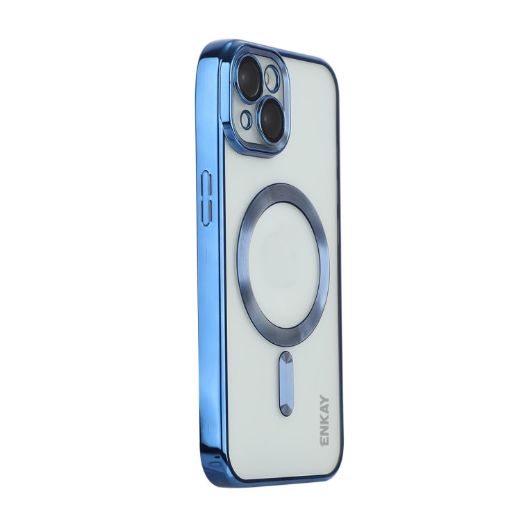 For iPhone 14 ENKAY Electroplated MagSafe Shockproof TPU Phone Case with Lens Film(Dark Blue) - HoMEdemic™ 