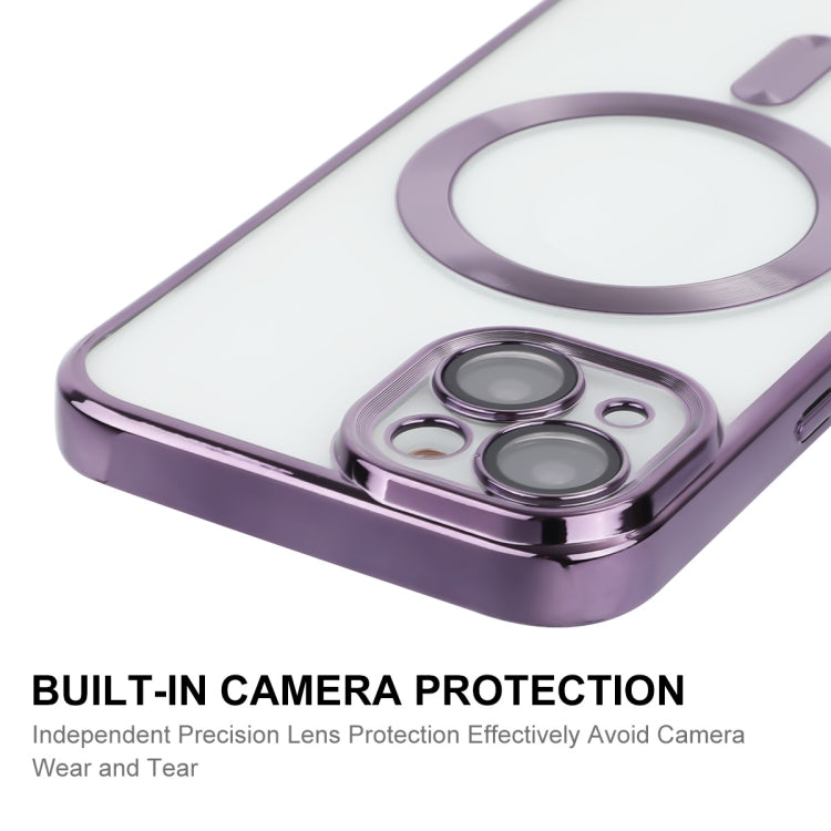 For iPhone 14 ENKAY Electroplated MagSafe Shockproof TPU Phone Case with Lens Film(Dark Blue) - HoMEdemic™ 
