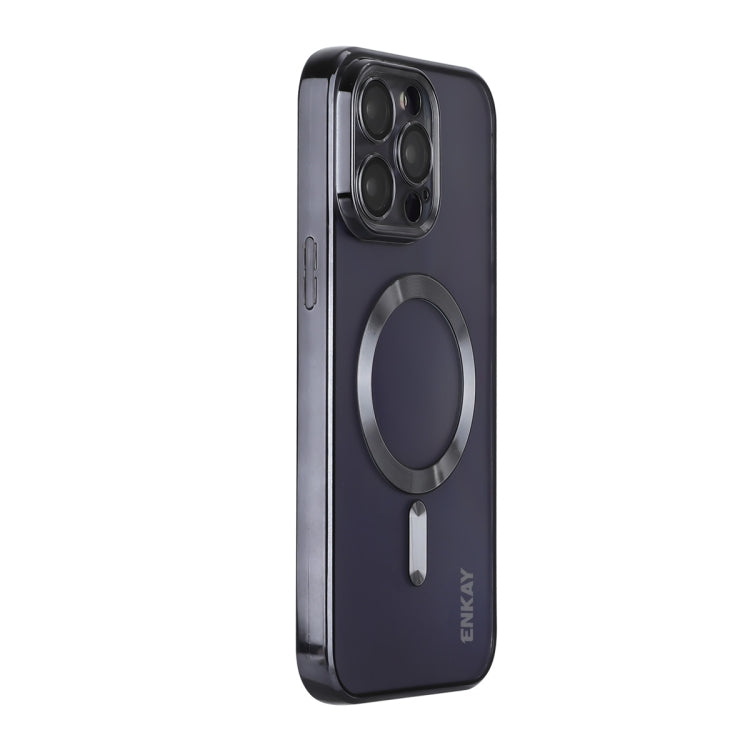 For iPhone 14 Pro ENKAY Electroplated MagSafe Shockproof TPU Phone Case with Lens Film(Black) - HoMEdemic™ 