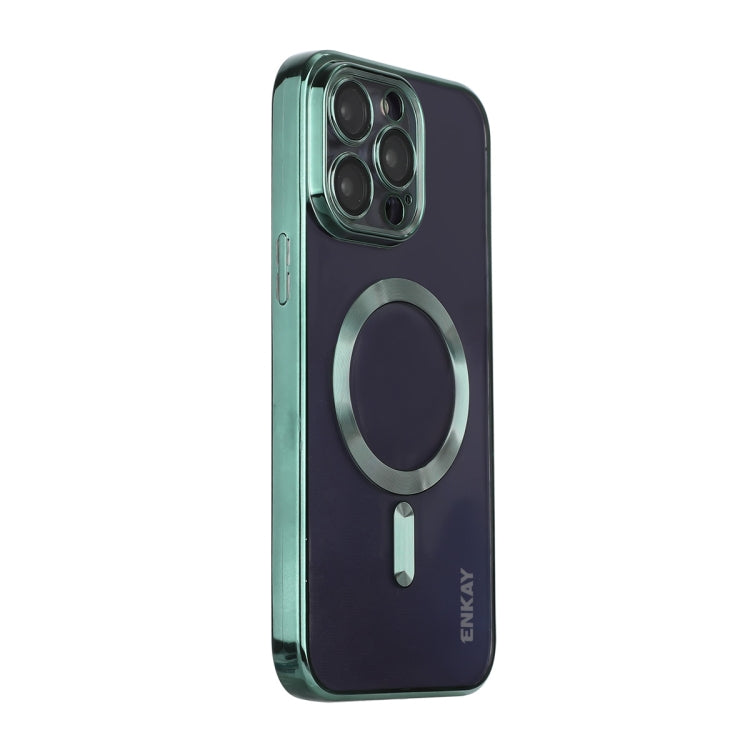 For iPhone 14 Pro ENKAY Electroplated MagSafe Shockproof TPU Phone Case with Lens Film(Green) - HoMEdemic™ 
