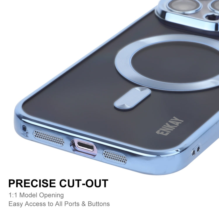 For iPhone 14 Pro ENKAY Electroplated MagSafe Shockproof TPU Phone Case with Lens Film(Light Blue) - HoMEdemic™ 