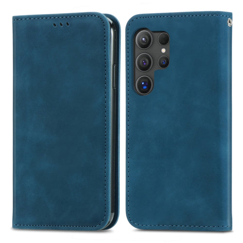 For Samsung Galaxy S24 Ultra 5G Retro Skin Feel Magnetic Leather Phone Case(Blue) - HoMEdemic™ 