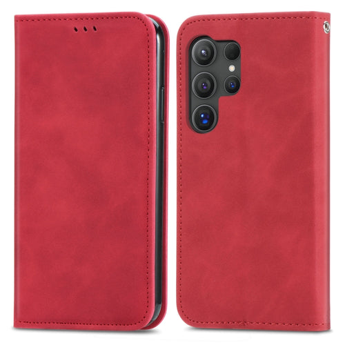 For Samsung Galaxy S24 Ultra 5G Retro Skin Feel Magnetic Leather Phone Case(Red) - HoMEdemic™ 