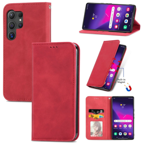 For Samsung Galaxy S24 Ultra 5G Retro Skin Feel Magnetic Leather Phone Case(Red) - HoMEdemic™ 