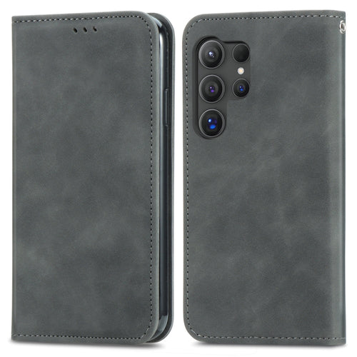 For Samsung Galaxy S24 Ultra 5G Retro Skin Feel Magnetic Leather Phone Case(Gray) - HoMEdemic™ 