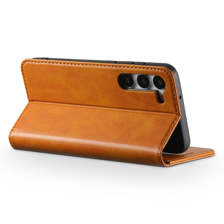 For Samsung Galaxy S24 5G Suteni Calf Texture Horizontal Flip Leather Phone Case(Khaki) - HoMEdemic™ 