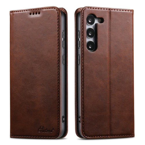 For Samsung Galaxy S24 Ultra 5G Suteni Calf Texture Horizontal Flip Leather Phone Case(Brown) - HoMEdemic™ 