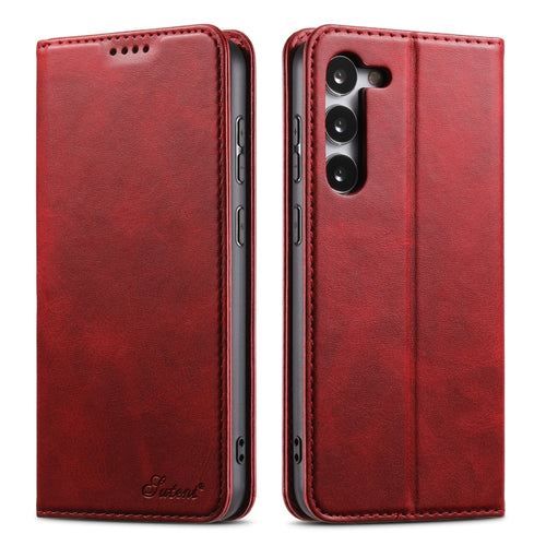 For Samsung Galaxy S24 Ultra 5G Suteni Calf Texture Horizontal Flip Leather Phone Case(Red) - HoMEdemic™ 