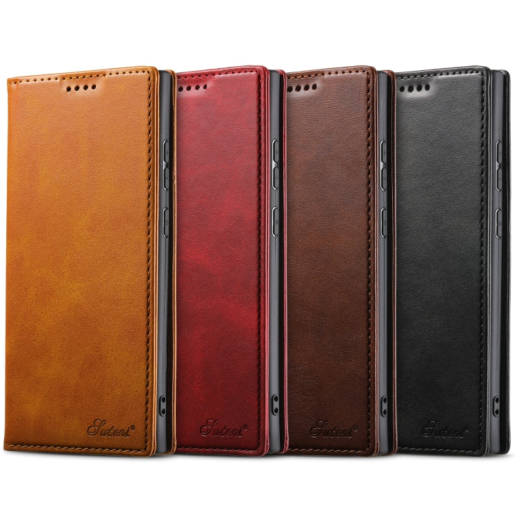 For Samsung Galaxy S24 5G Suteni Calf Texture Horizontal Flip Leather Phone Case(Brown) - HoMEdemic™ 