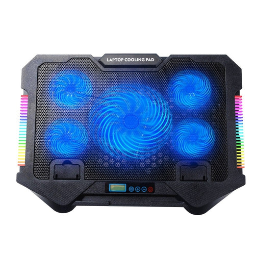 S500 Adjustable Height 5 Quiet Fans RGB Gaming Laptop Cooling Pad with Phone Holder - HoMEdemic™ 